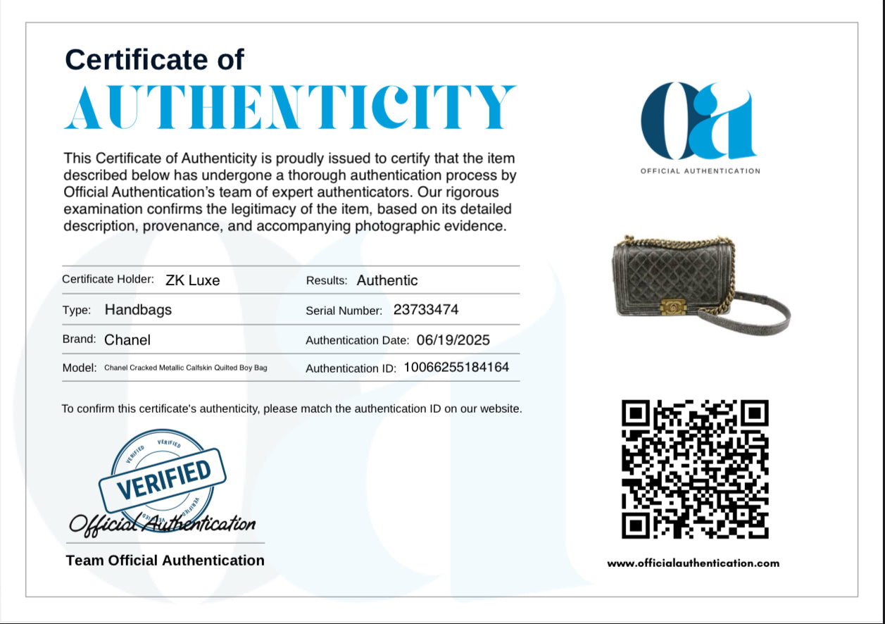 Chanel Cracked Metallic Calfskin Quilted Boy Bag