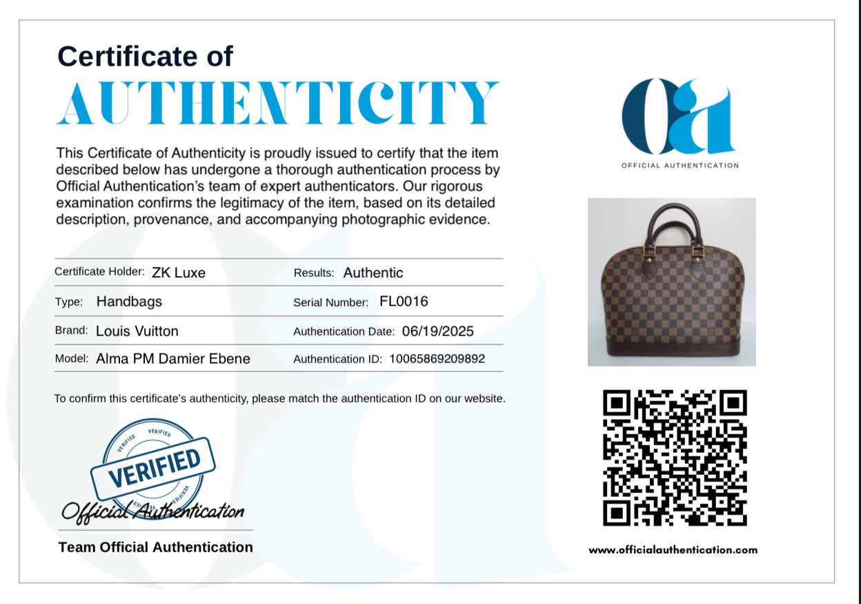 Louis Vuitton Alma Pm Damier Ebene