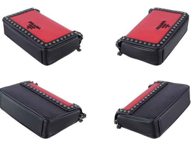 Prada Glace Calf Studded Shoulder Bag