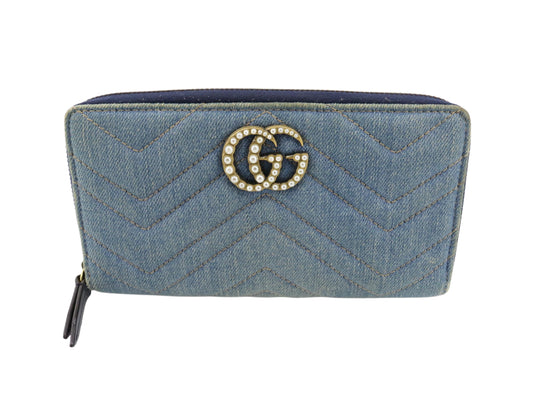 Cartera Gucci GG Marmont Denim con perlas