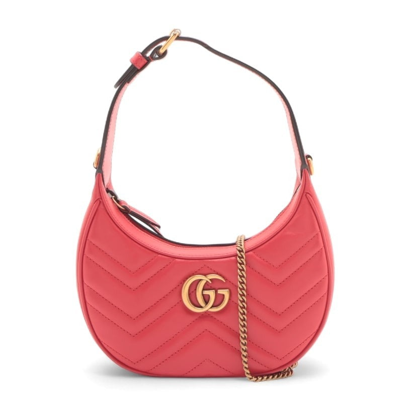 GG Marmont Half Moon Mini Red Handbag Leather