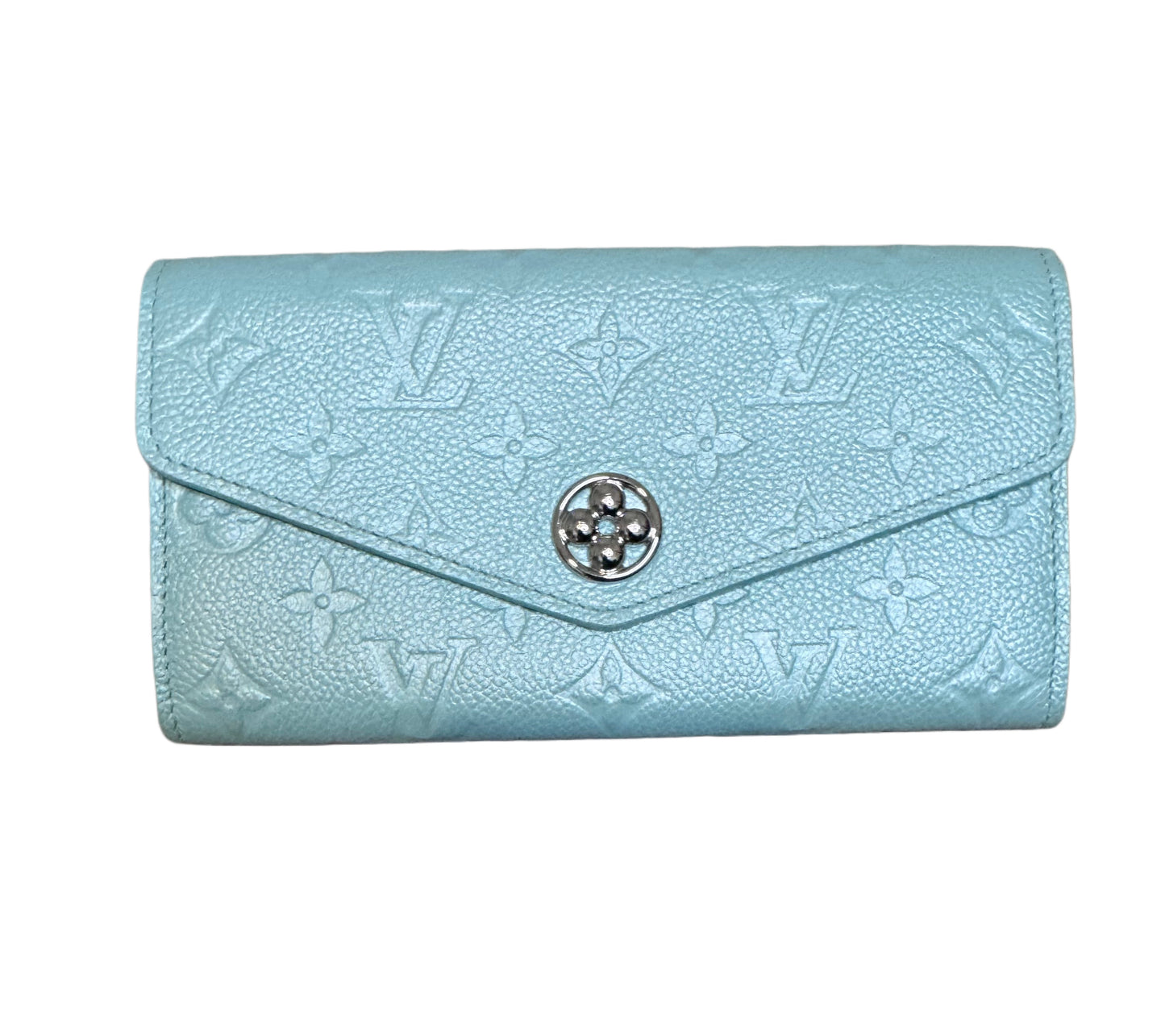 Louis Vuitton Monogram Empreinte Sarah Pearly Lagoon Turquoise Wallet