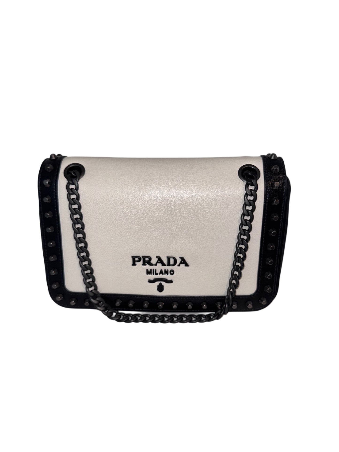 Prada Glace Calf Studded Crossbody Bag