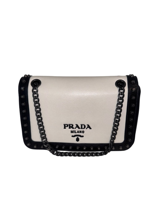 Prada Glace Calf Studded Crossbody Bag