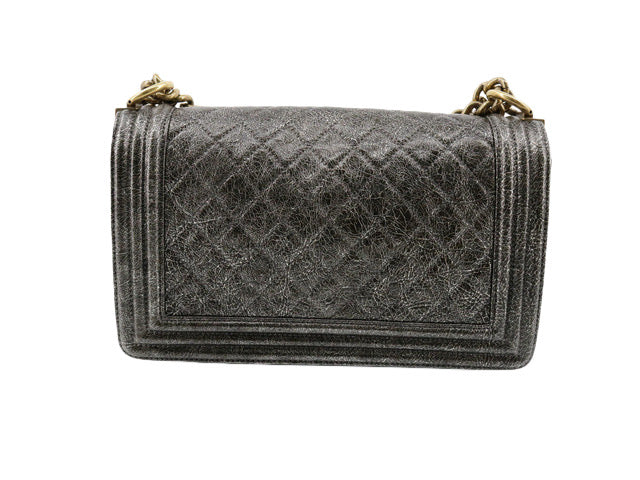 Chanel Cracked Metallic Calfskin Quilted Boy Bag