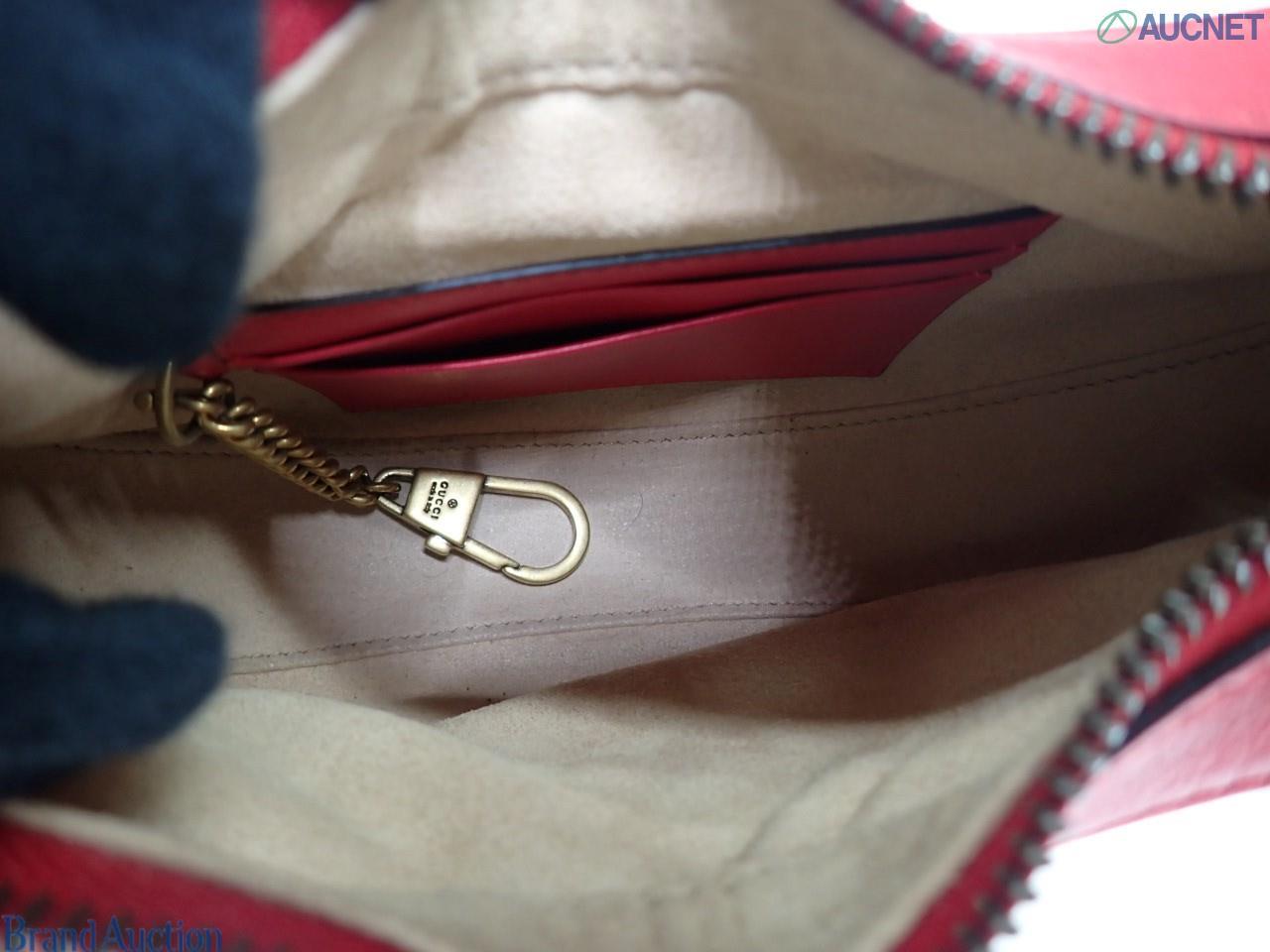 GG Marmont Half Moon Mini Red Handbag Leather