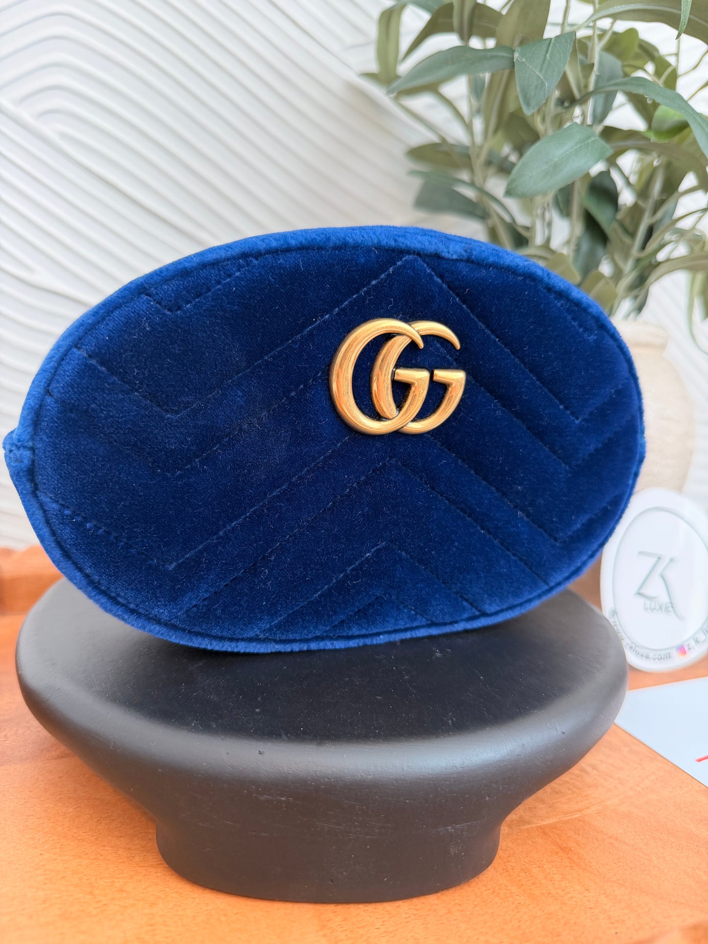 Gucci GG Marmont Blue Velour belt bag