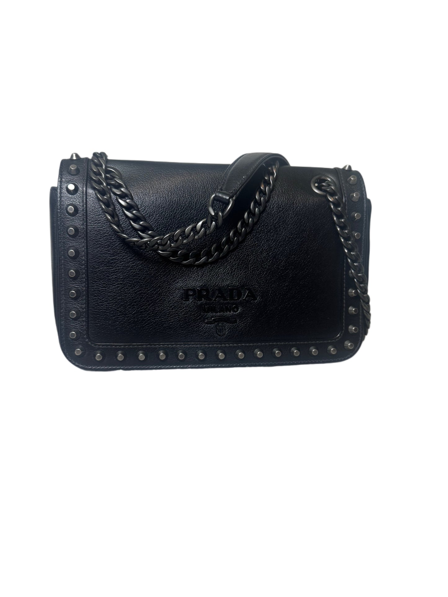 Bolso de hombro Prada Studded Glace