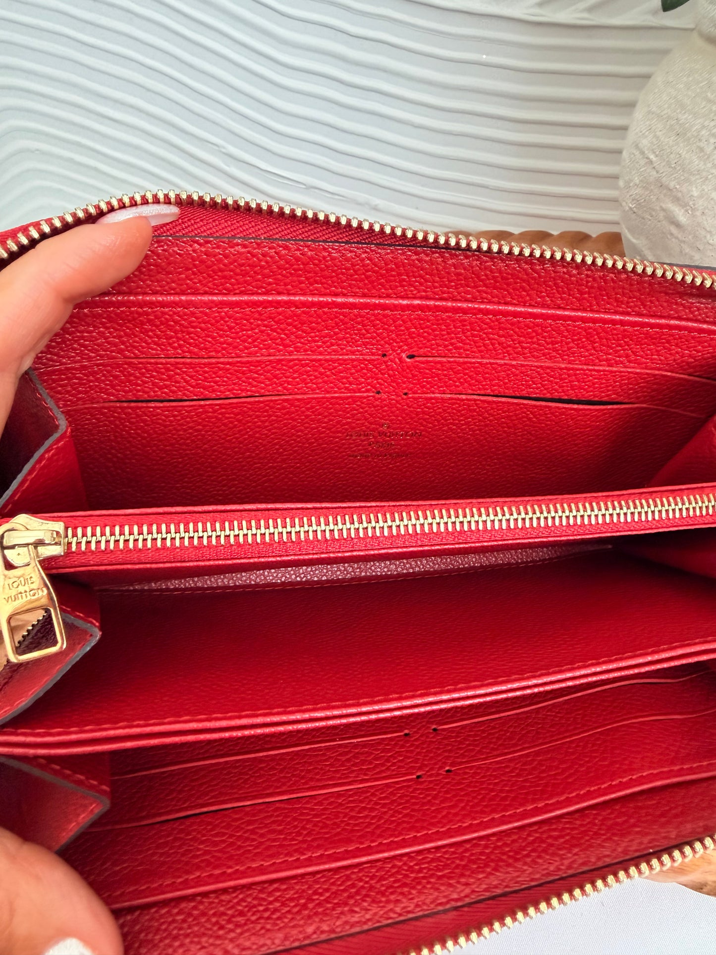 Louis Vuitton Red Empriente Monogram Zippy