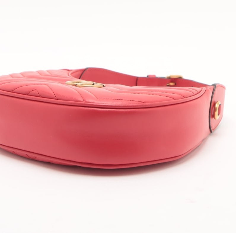 GG Marmont Half Moon Mini Red Handbag Leather