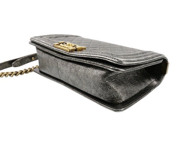 Chanel Cracked Metallic Calfskin Quilted Boy Bag