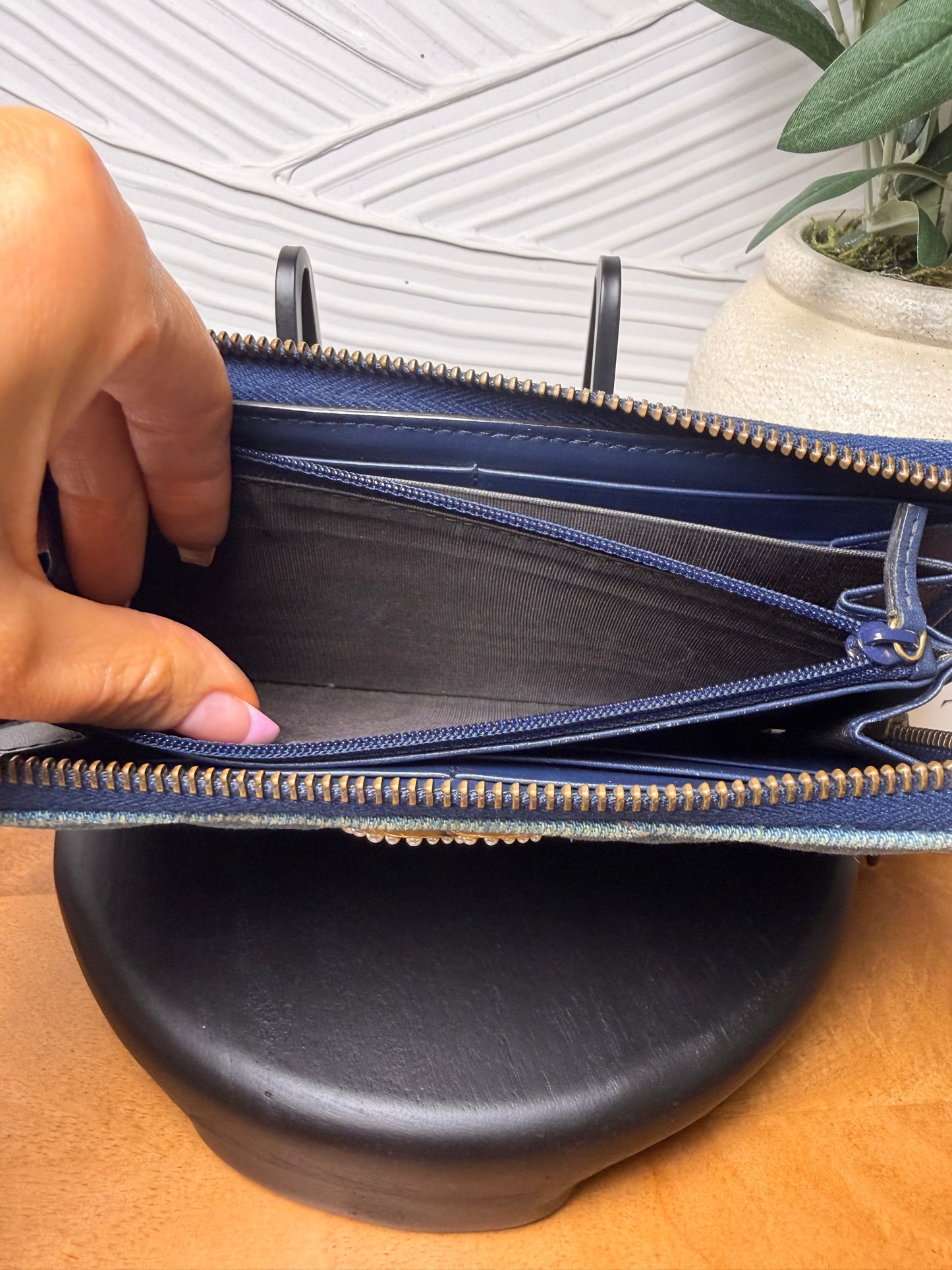 Gucci GG Marmont Denim pearl wallet