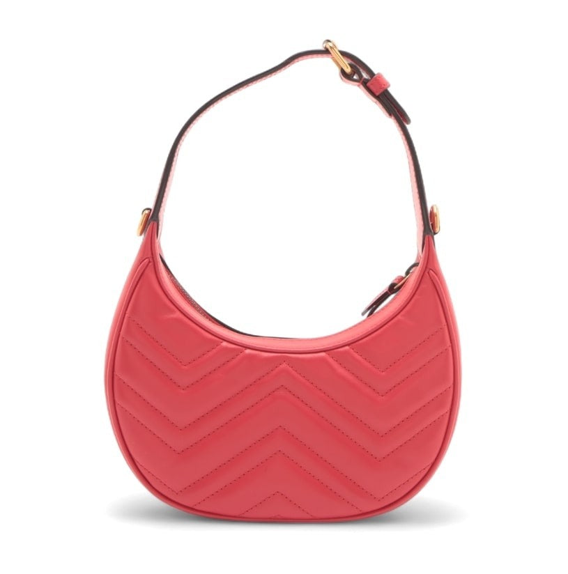 GG Marmont Half Moon Mini Red Handbag Leather