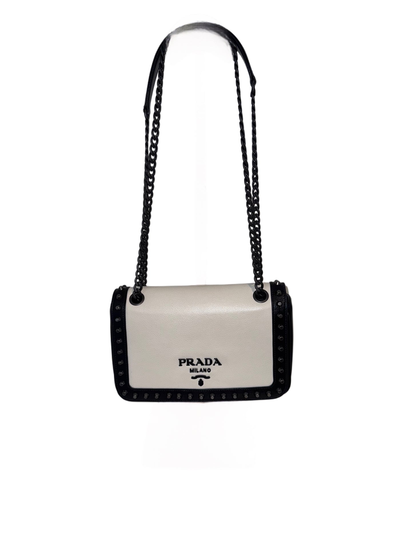 Prada Glace Calf Studded Crossbody Bag