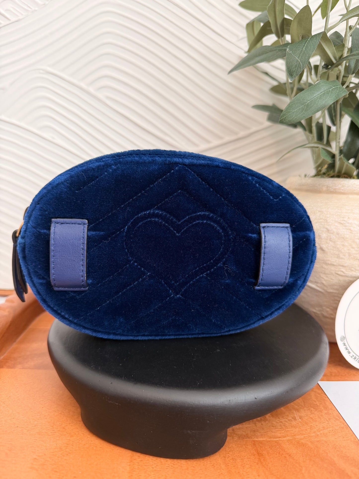 Gucci GG Marmont Blue Velour belt bag