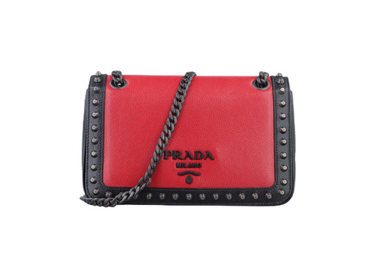 Prada Glace Calf Studded Shoulder Bag