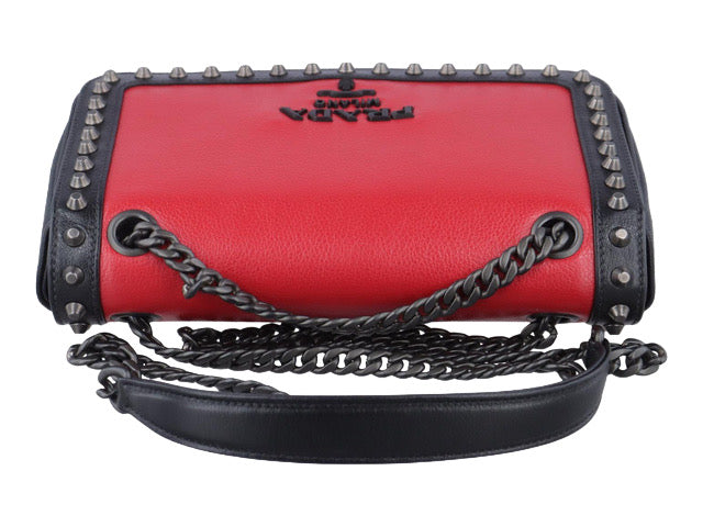 Prada Glace Calf Studded Shoulder Bag