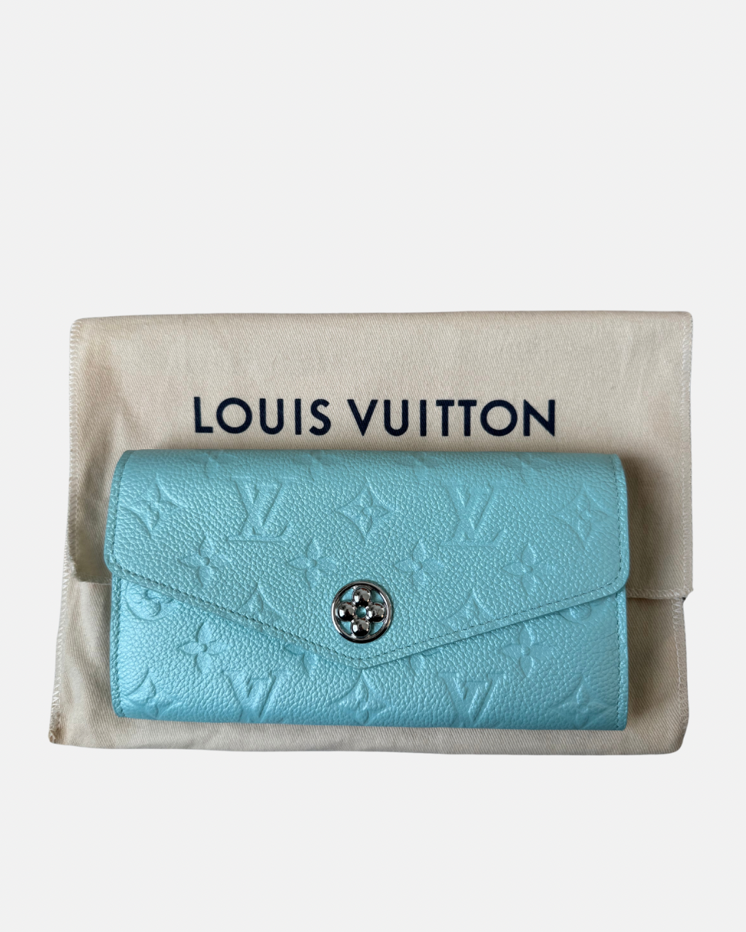 Louis Vuitton Monogram Empreinte Sarah Pearly Lagoon Turquoise Wallet